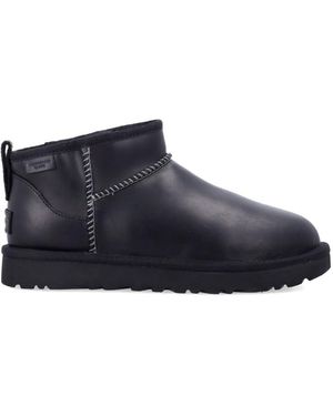 UGG Classic Ultra Mini Leather Regen Classic Boots - Black