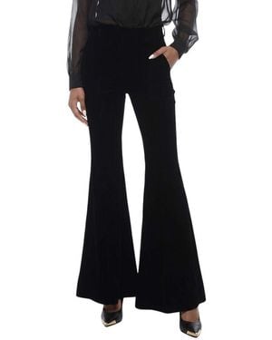 Saint Laurent Flared Flat Front Trousers - Black