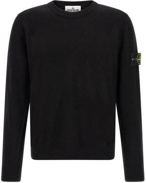 Stone Island Solid Crew Neck Sweater - Black