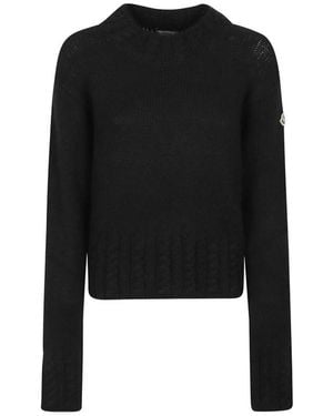 Moncler Knitted Round Neck Sweater - Black