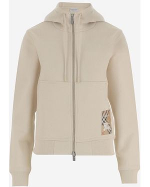 Burberry Cotton Sweatshirt With Logo Patch - Natural