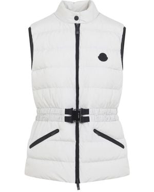 Moncler Quilted Mock Collar Jacket - White