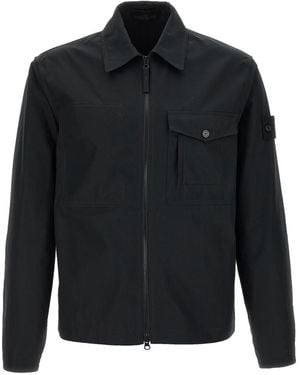 Stone Island Solid Shirt Collar Jacket - Black