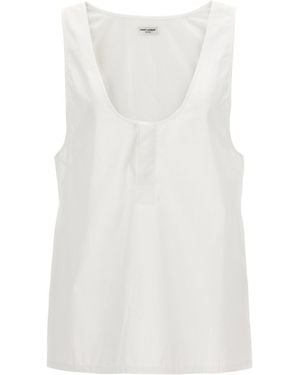 Saint Laurent Cotton Poplin Top - White