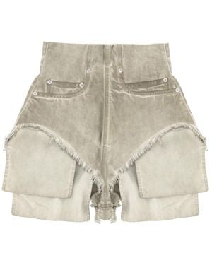 Rick Owens Distressed High-Rise Denim Shorts - Natural