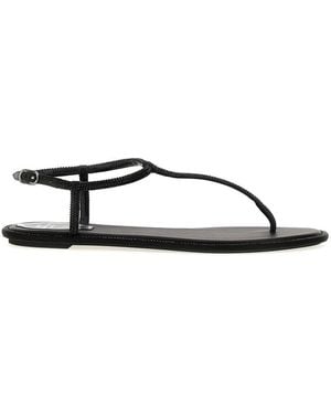 Rene Caovilla Open Round Toe Sandals - Black