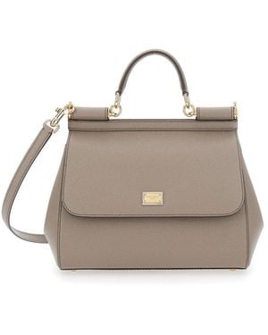 Dolce & Gabbana Taupe Sicily Large Satchel - Metallic