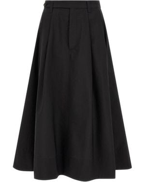 Brunello Cucinelli Solid Midi Skirt - Black