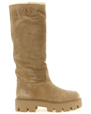 Prada High Suede Boots - Brown