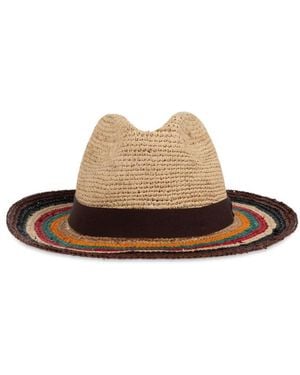 Paul Smith Woven Stripes Fedora Hat - White