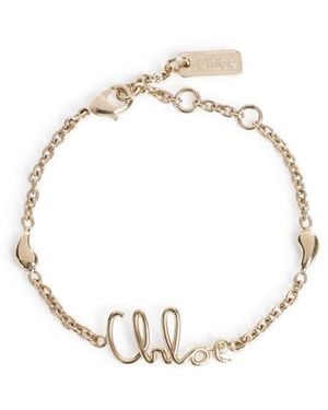 Chloé Golden Vintage Logo Charm Bracelet - Metallic