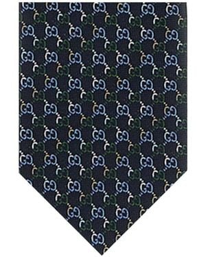 Gucci Dark Logo Jacquard Tie - Blue