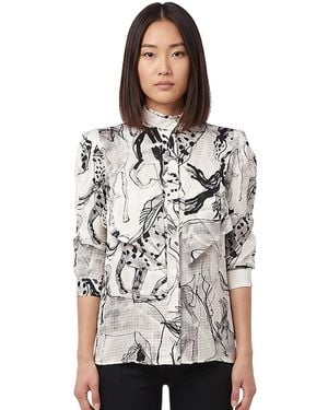 Stella McCartney Printed Mock Collar Top - Gray