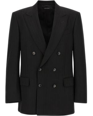 Tom Ford Satin Striped Blazer - Black