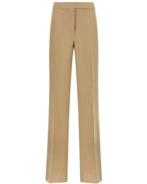 Max Mara Regular Flat Front Pants - Natural