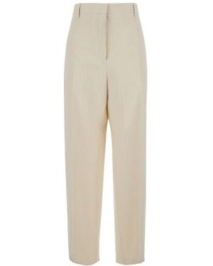 Dries Van Noten Regular Flat Front Pants - Natural