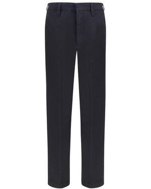 Prada Garment Dyed Cotton Trousers - Blue