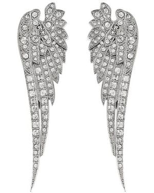 Palm Angels Wings Strass Drop Earrings - Grey