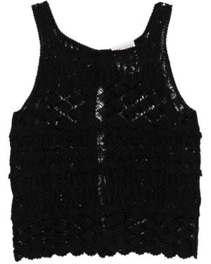 Semicouture Round Neck Knitted Top - Black