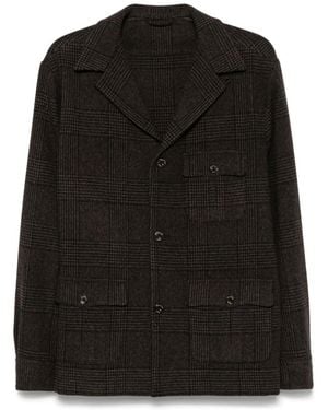 Finamore 1925 Dark Single-Breasted Blazer - Black
