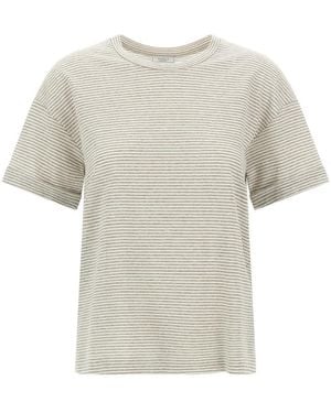 Peserico Lamé Stripes T-Shirt - White