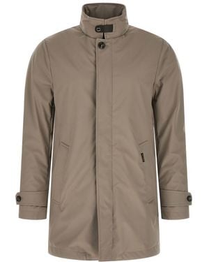 Moorer Solid Mandarin Collar Jacket - Brown