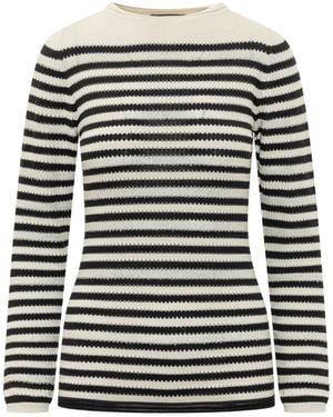 Fabiana Filippi Cream Stripes Crew Neck Sweater - Black