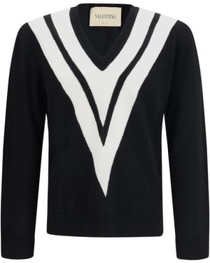 Valentino V Neck Sweater - Blue