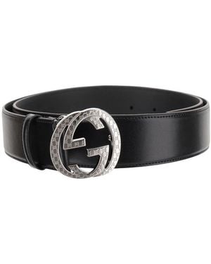 Gucci Gg Logo Buckle Belt - Black