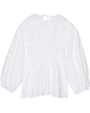 Cecilie Bahnsen Solid Round Neck Top - White