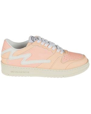 METAL GIENCHI Round Toe Leather Sneakers - Pink