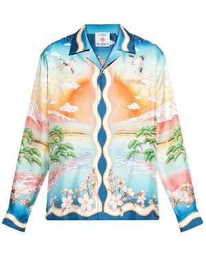 CASABLANCA Silk Printed Shirt - Blue