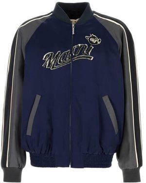 Marni Satin Bomber Jacket - Blue