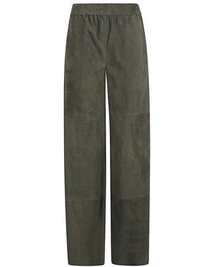 Via Masini 80 Suede Leather Pants - Green