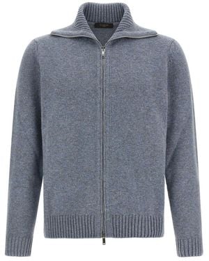 Zanone Zip Up Cardigan - Gray
