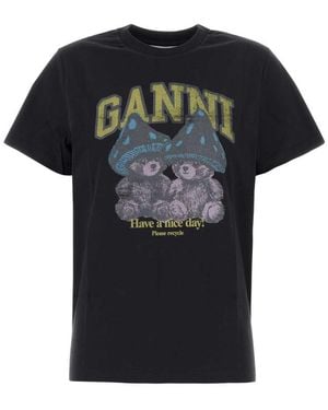 Ganni Graphic Crew Neck Top - Black