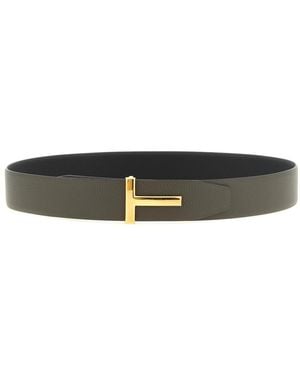 Tom Ford T Buckle Reversible Belt - White
