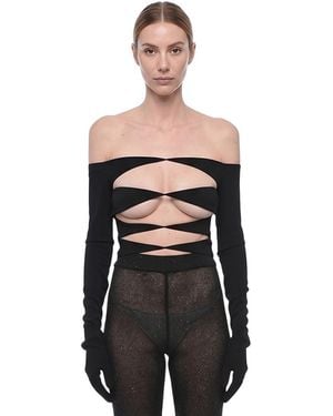 Monot Cut Out Off Shoulder Top - Black