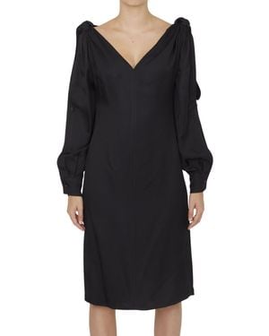 Bottega Veneta V Neck Midi Dress - Black