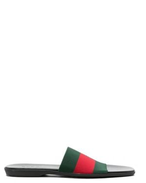 Gucci Web Detail Flat Sandals - White