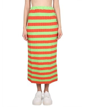 Sunnei Stripes Midi Skirt - Yellow
