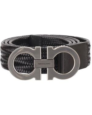 Ferragamo Woven Buckle Belt - Black