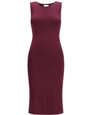 Sa Su Phi Solid Round Neck Midi Dress - Purple