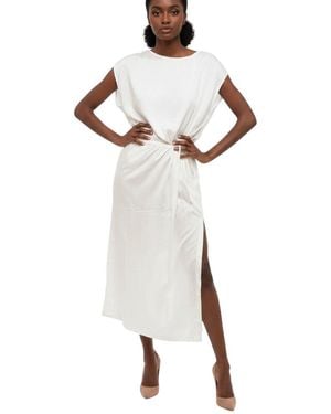 Woolrich Solid Round Neck Midi Dress - White
