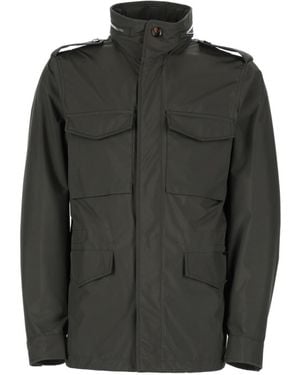Moorer Solid Mandarin Collar Jacket - Black
