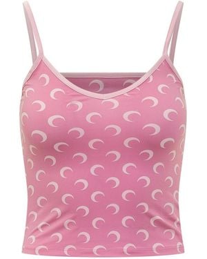 Marine Serre Printed Scoop Neck Top - Pink