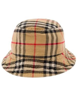 Burberry Check Motif Bucket Hat - Natural
