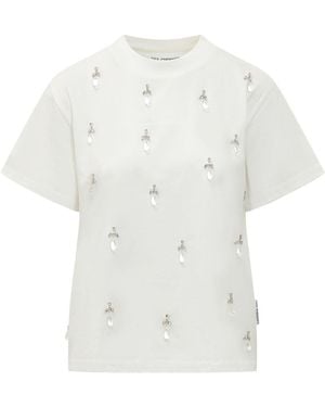 Des Phemmes Embellished Crew Neck T-Shirt - White