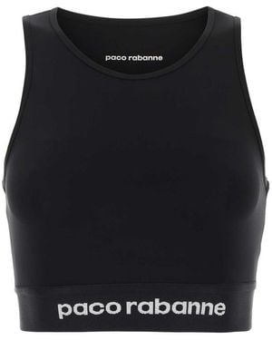 Rabanne Logo Round Neck Top - Black