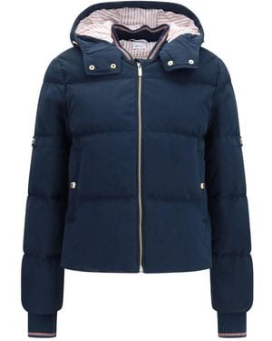 Thom Browne Solid Hood Jacket - Blue